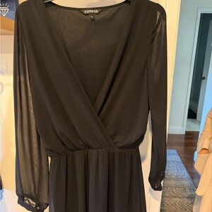 Express Sheer Black Long Sleeve romper Dress